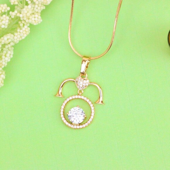 "Rose Gold Aries Zodiac Pendant with Shimmering CZ and Horn Motif, XPPT1545 - Picture 13 of 13